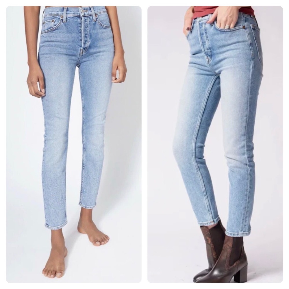 RE/DONE 90S High Rise Ankle Crop Button Fly Jeans Size 28 EUC